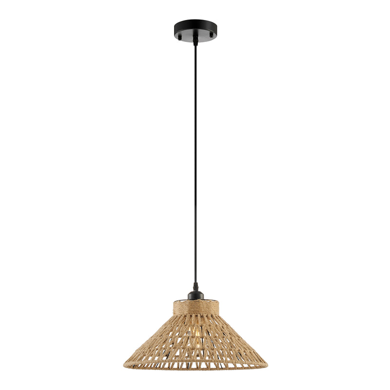 Iron and Ropes 1 Light 15 Diam Pendant // Black-zoom-