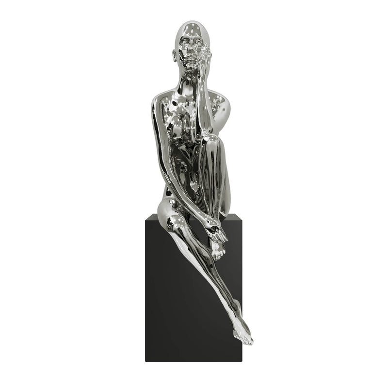Antoinette Doll Sculpture with Base // Chrome-zoom-