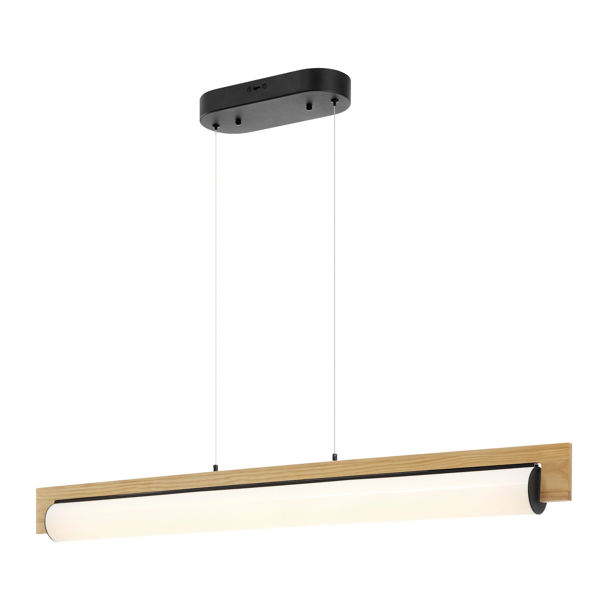 Linear Satin Black & Wood Chandelier-1