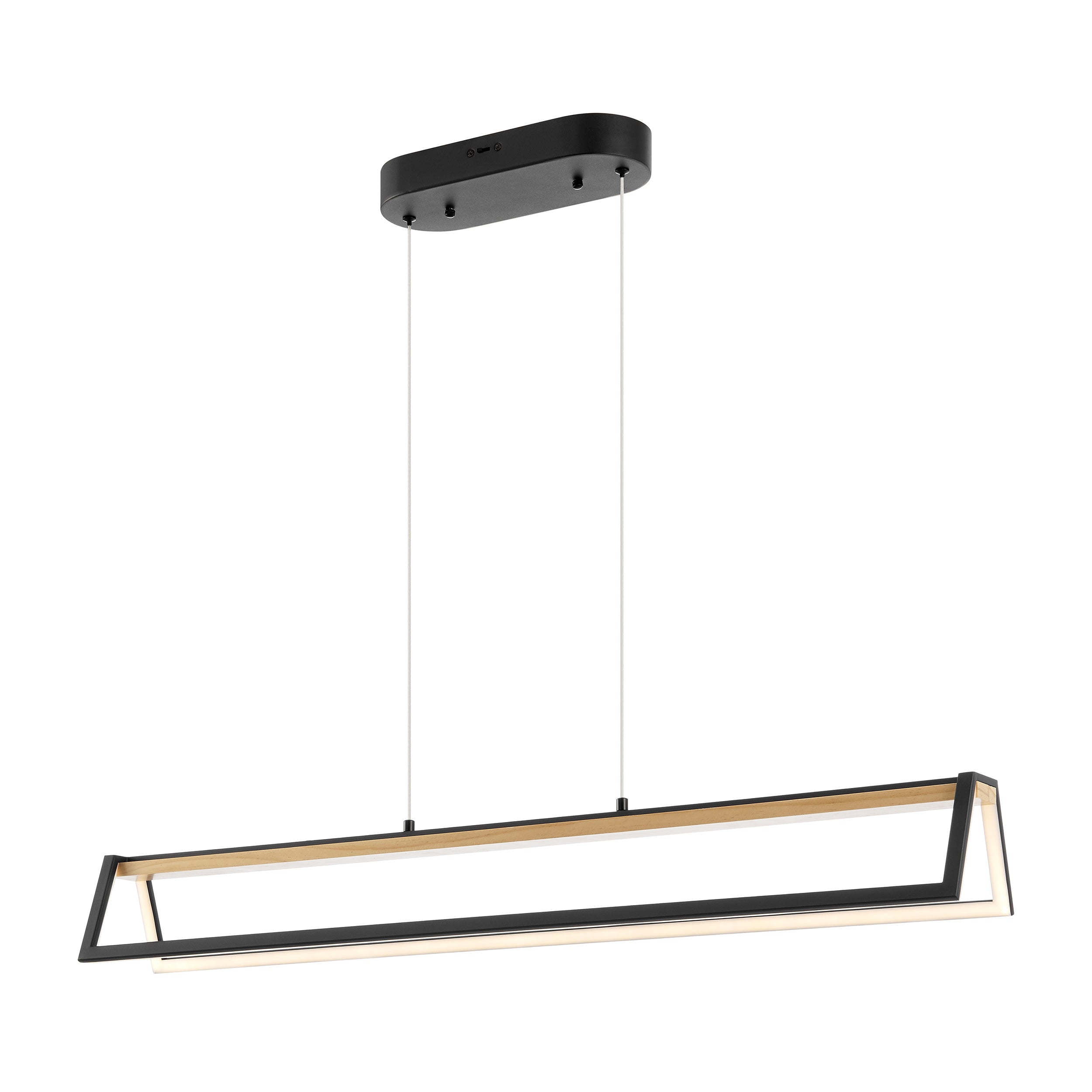 Satin Black & Wood Chandelier-zoom-1