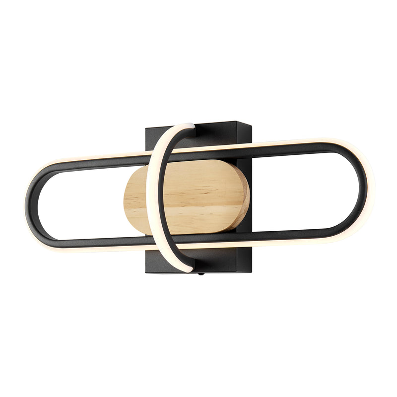 Wall Lamp Black & Wood-zoom-