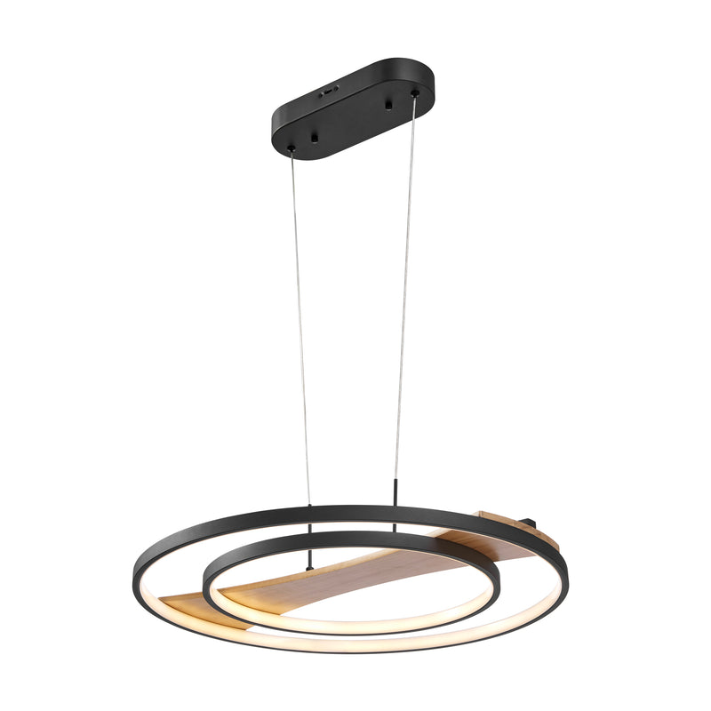 Satin Black & Wood Chandelier-zoom-
