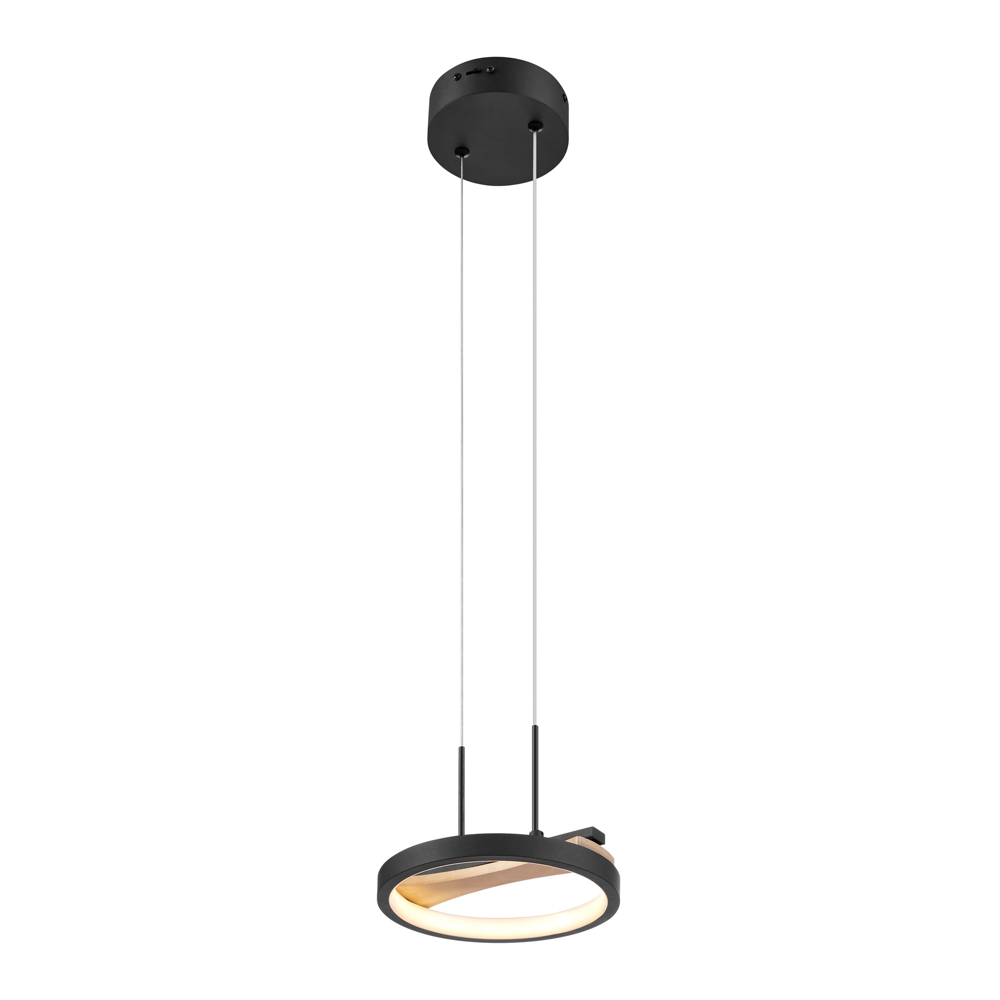 1 head Satin Black & Wood Pendant-1