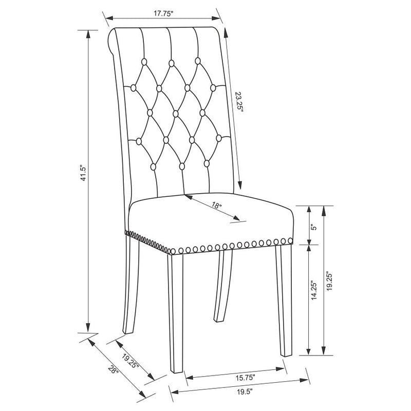 Alana Fabric Upholstered Dining Side Chair Beige (Set of 2)-zoom-
