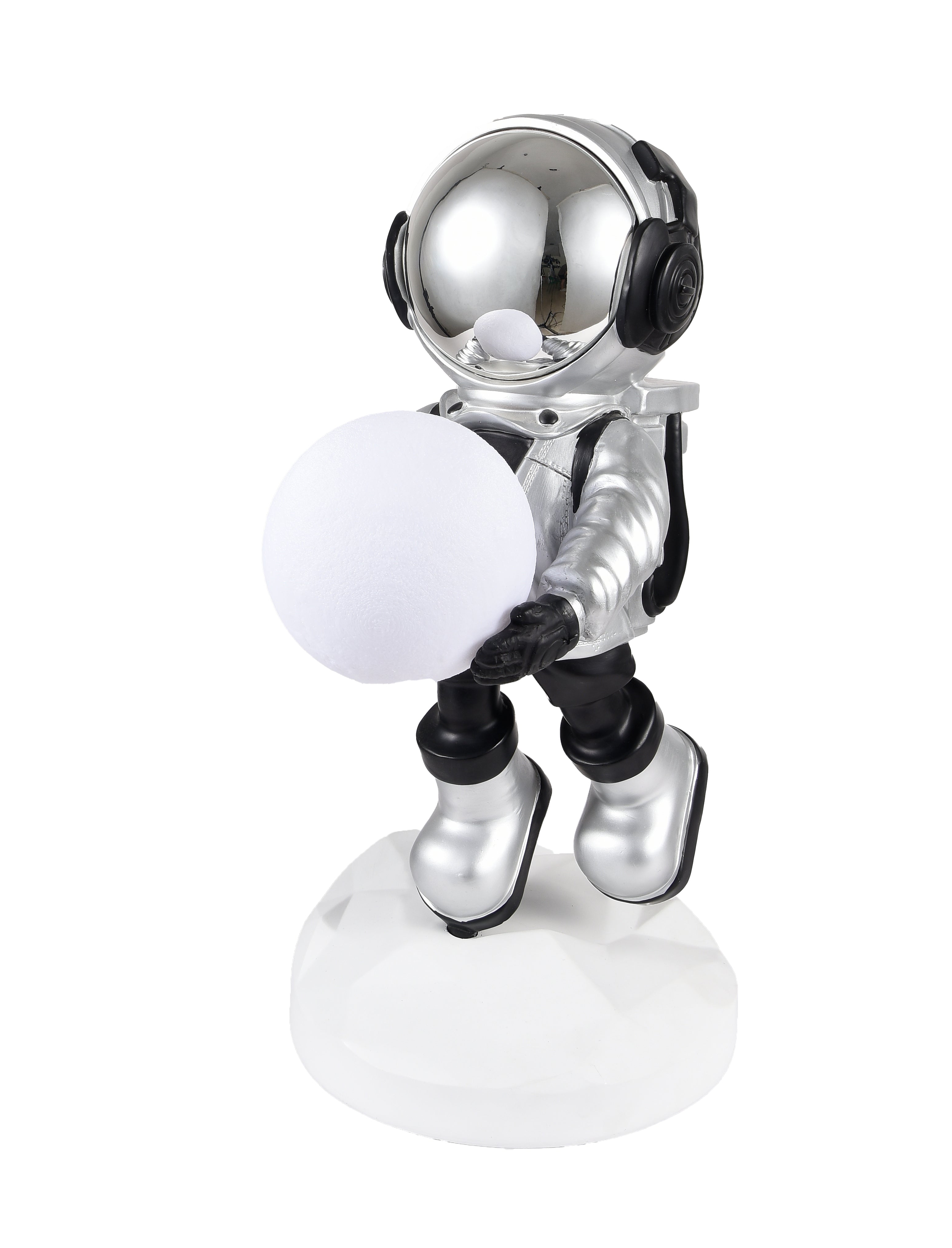 Lighted Astronaut- Sculpture // Black & Silver Small-zoom-1