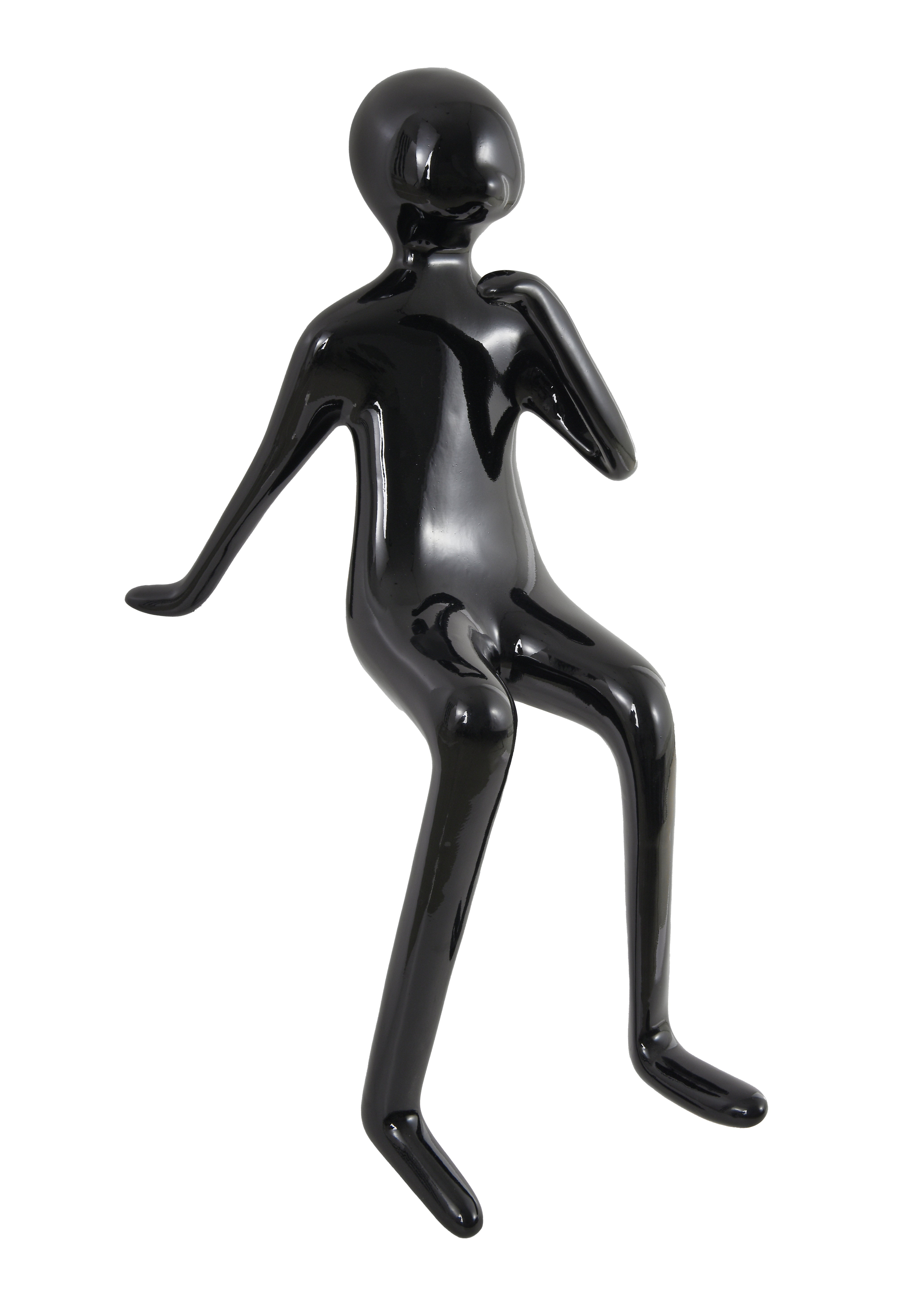 Urban Thinker– Glossy Black Resin Seated Figure Sculpture