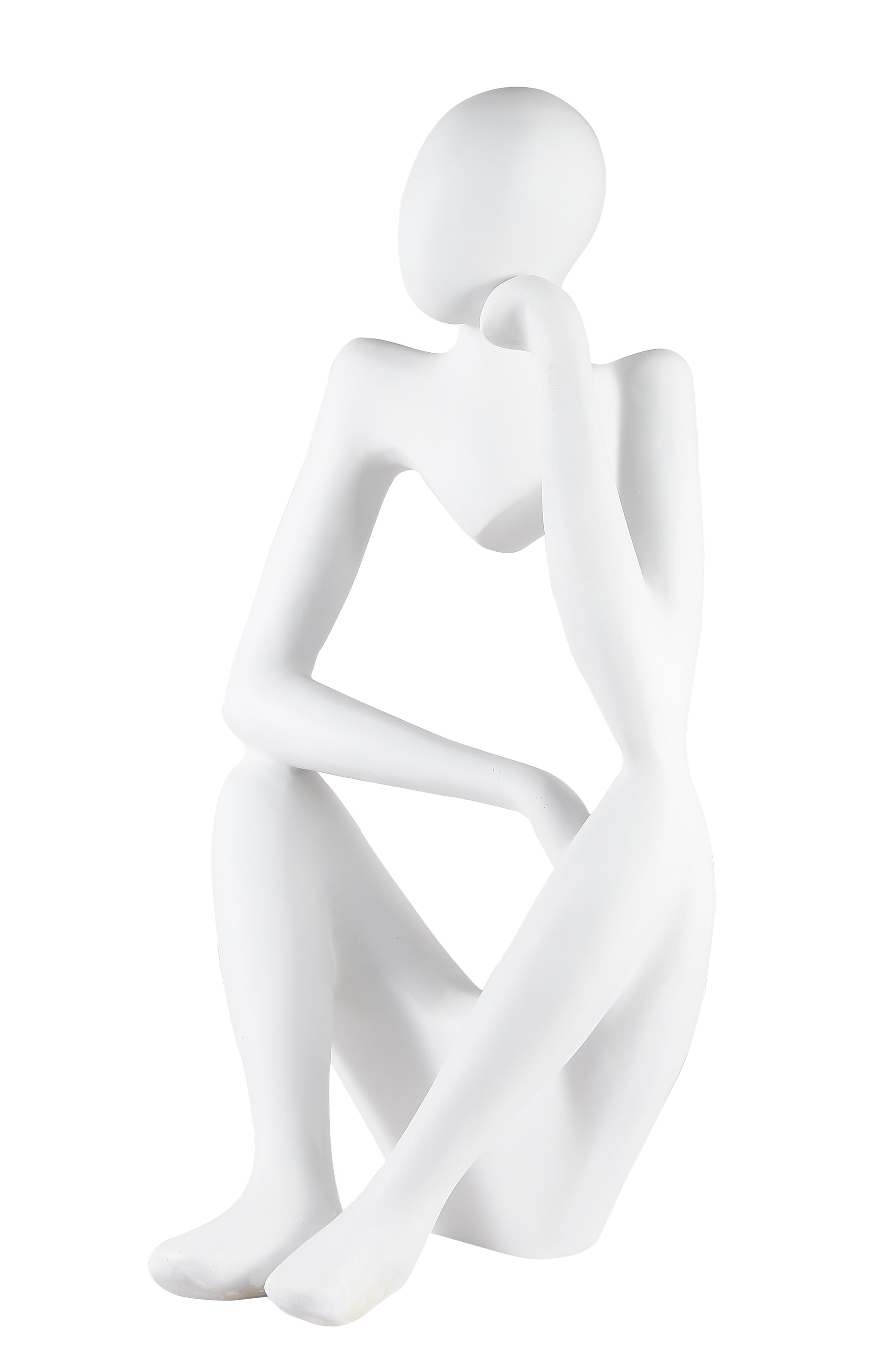 White Resin Thinking Figure Sculpture-1