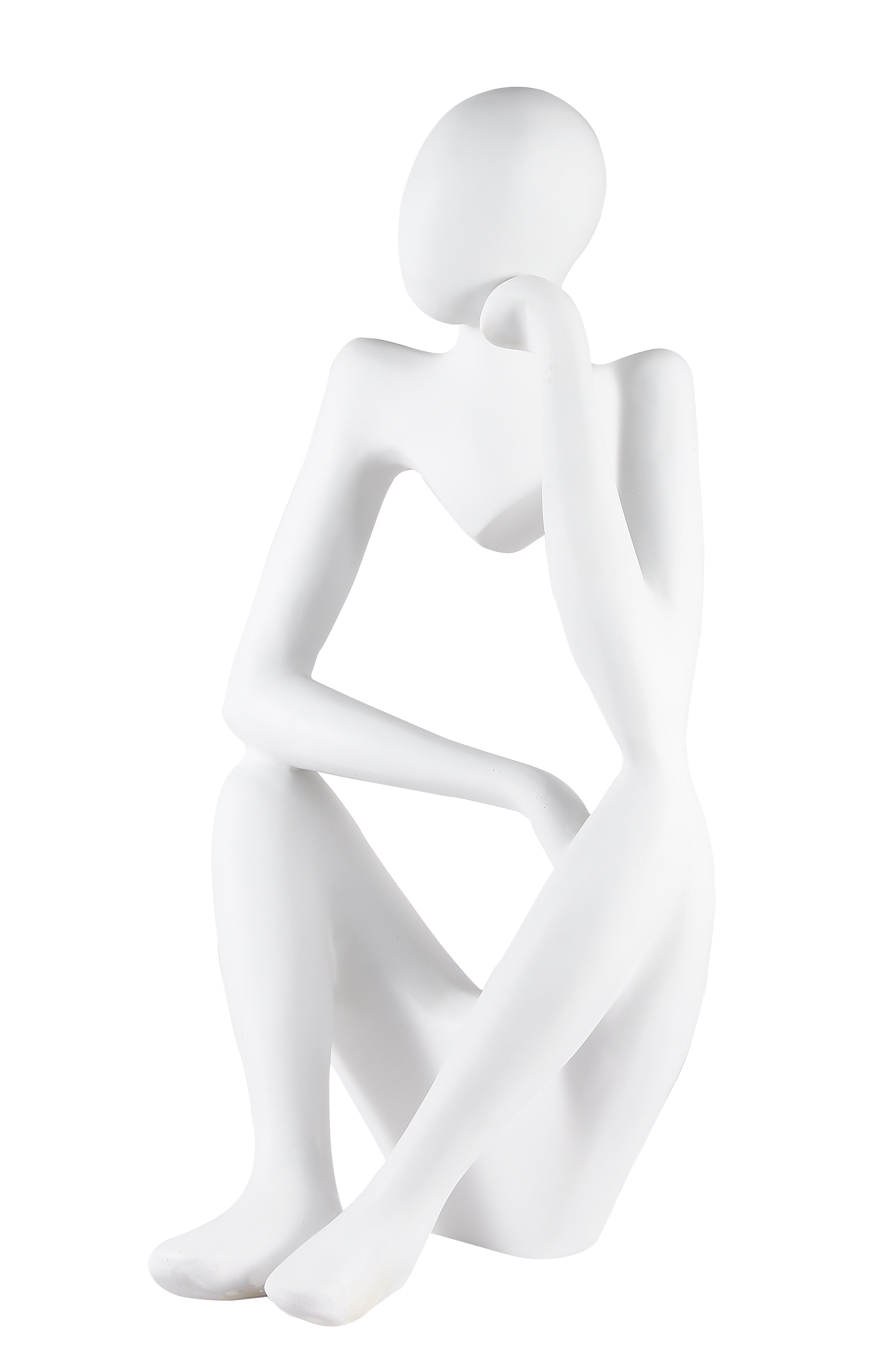 White Resin Thinking Figure Sculpture-zoom-1