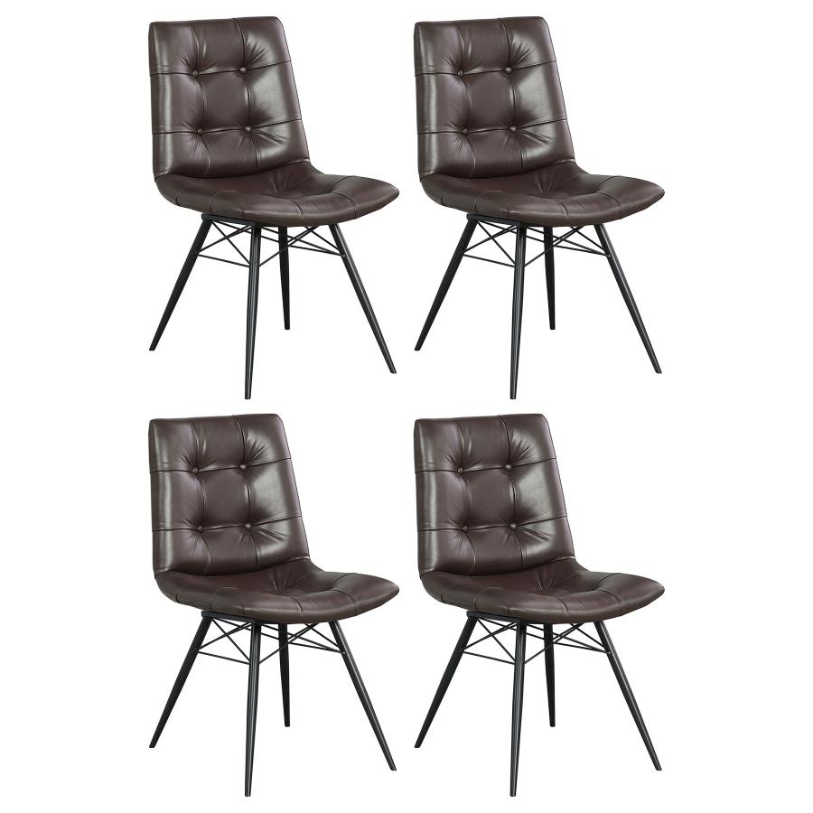 Aiken Faux Leather Upholstered Dining Side Chair Dark Brown (Set of 4)-1