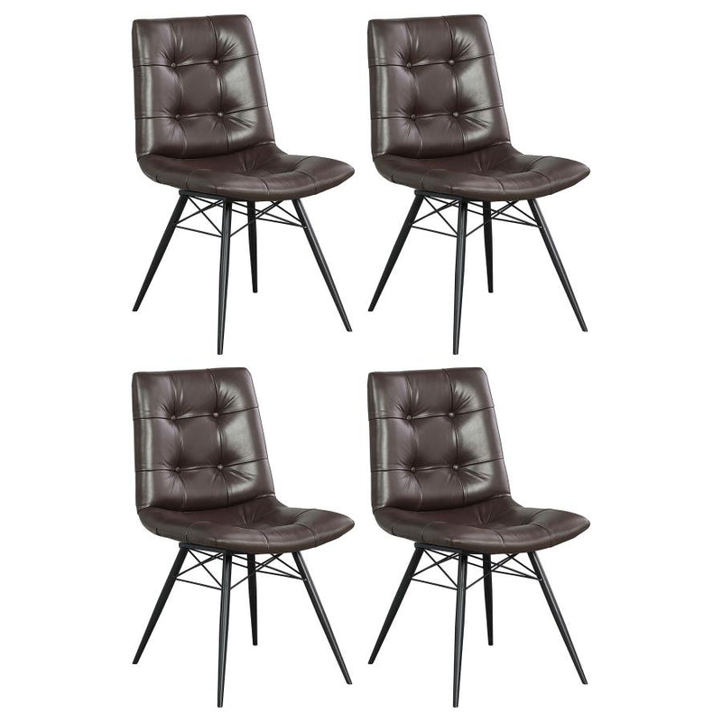 Aiken Faux Leather Upholstered Dining Side Chair Dark Brown (Set of 4)-zoom-
