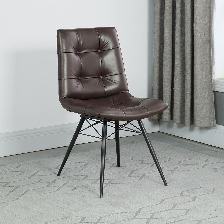 Aiken Faux Leather Upholstered Dining Side Chair Dark Brown (Set of 4)-zoom-2
