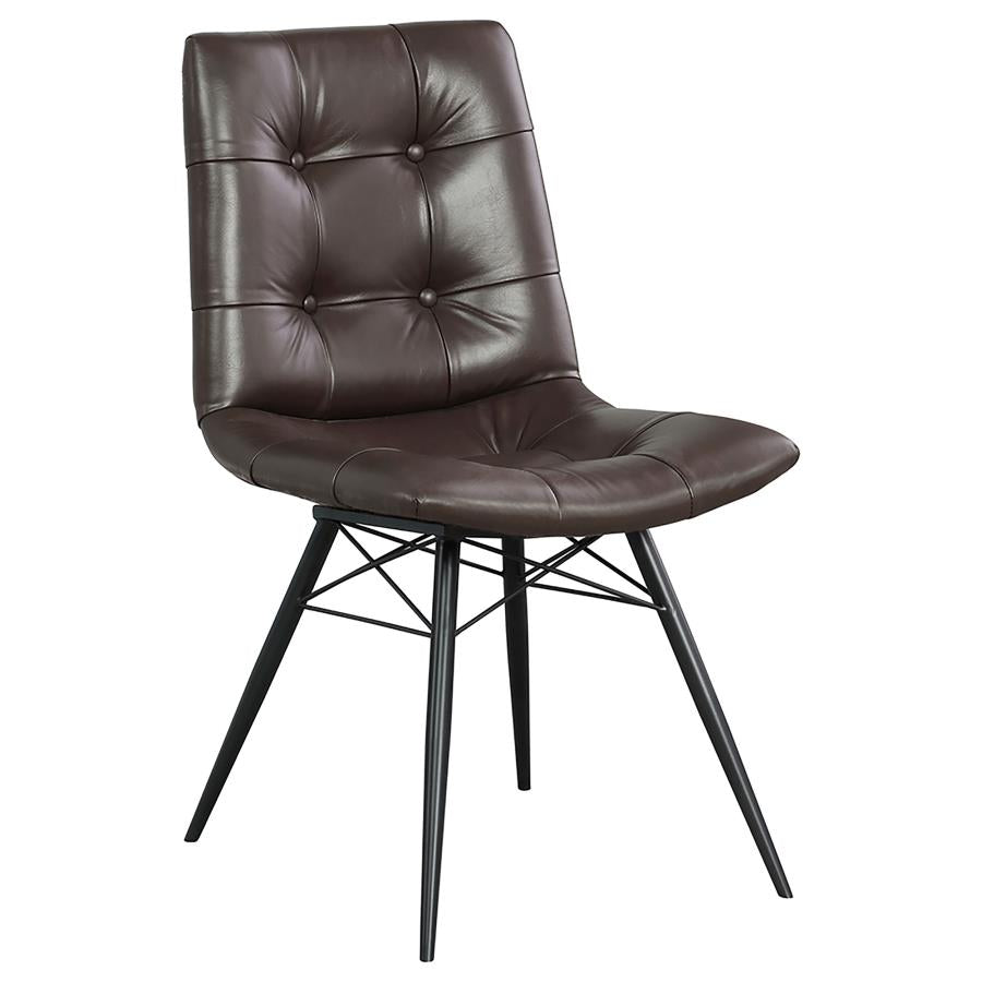 Aiken Faux Leather Upholstered Dining Side Chair Dark Brown (Set of 4)-zoom-3
