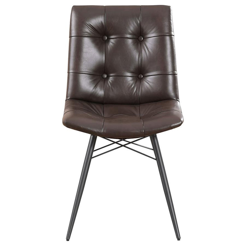 Aiken Faux Leather Upholstered Dining Side Chair Dark Brown (Set of 4)-zoom-