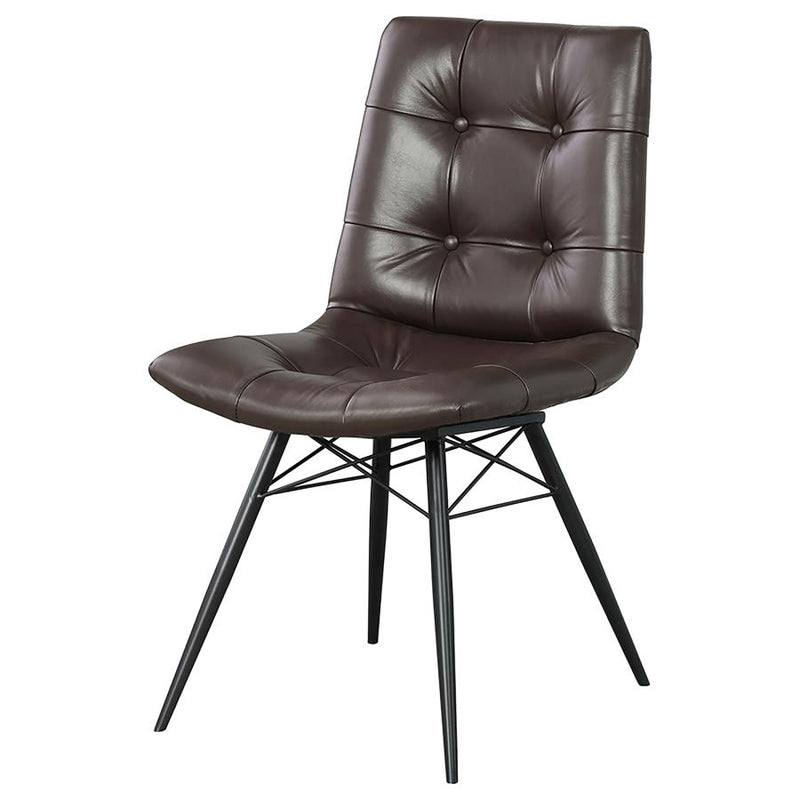 Aiken Faux Leather Upholstered Dining Side Chair Dark Brown (Set of 4)-zoom-