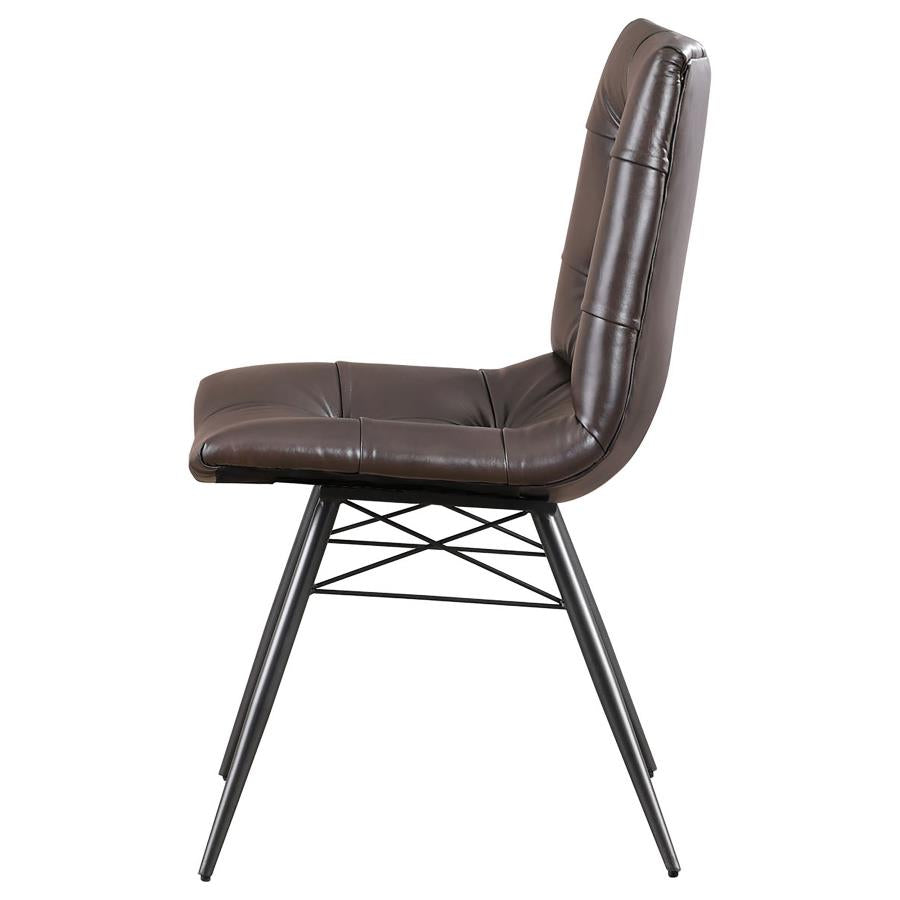 Aiken Faux Leather Upholstered Dining Side Chair Dark Brown (Set of 4)-6