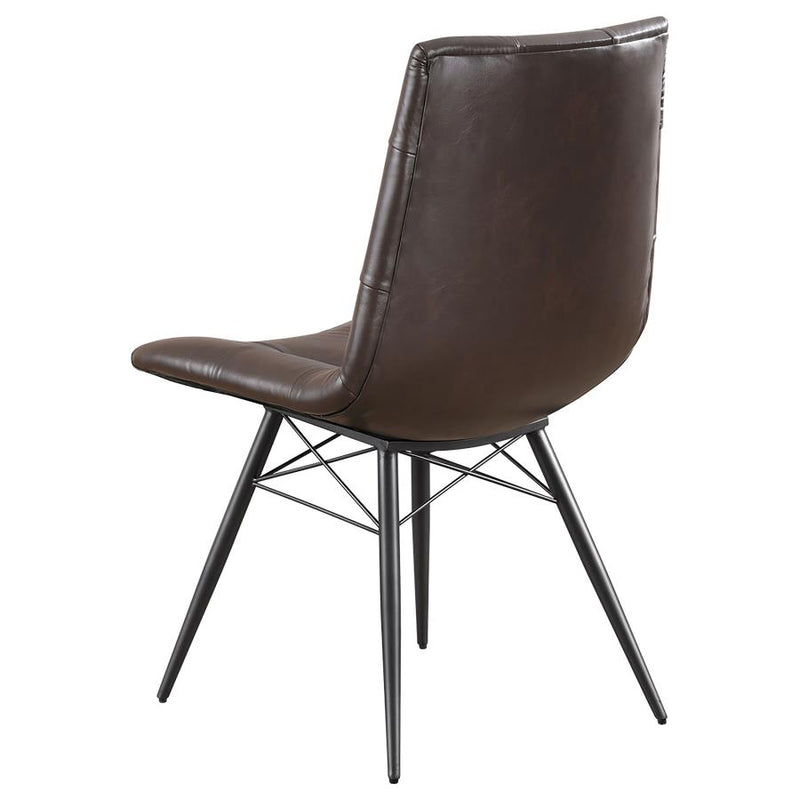 Aiken Faux Leather Upholstered Dining Side Chair Dark Brown (Set of 4)-zoom-