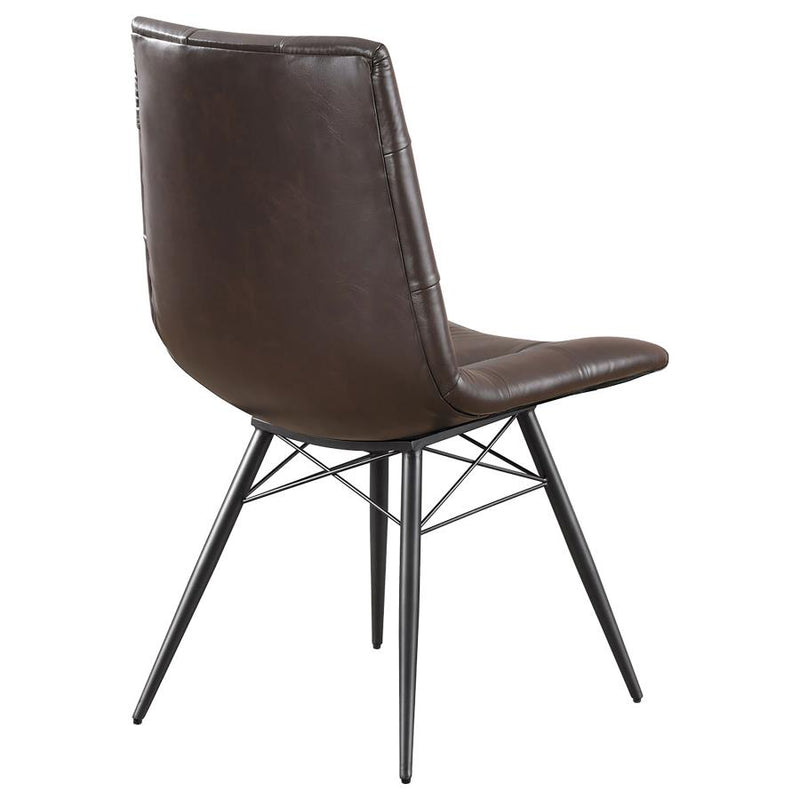 Aiken Faux Leather Upholstered Dining Side Chair Dark Brown (Set of 4)-zoom-