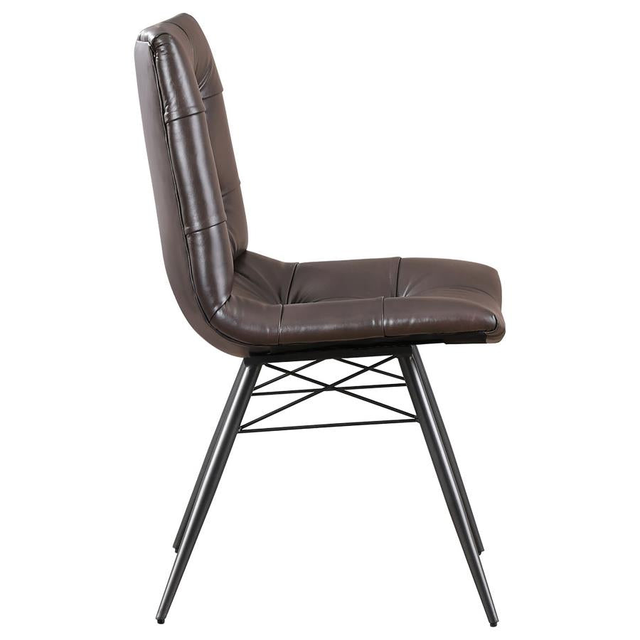 Aiken Faux Leather Upholstered Dining Side Chair Dark Brown (Set of 4)-10