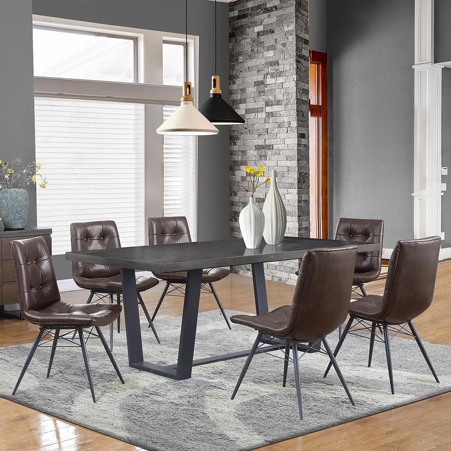 Aiken Faux Leather Upholstered Dining Side Chair Dark Brown (Set of 4)-zoom-12
