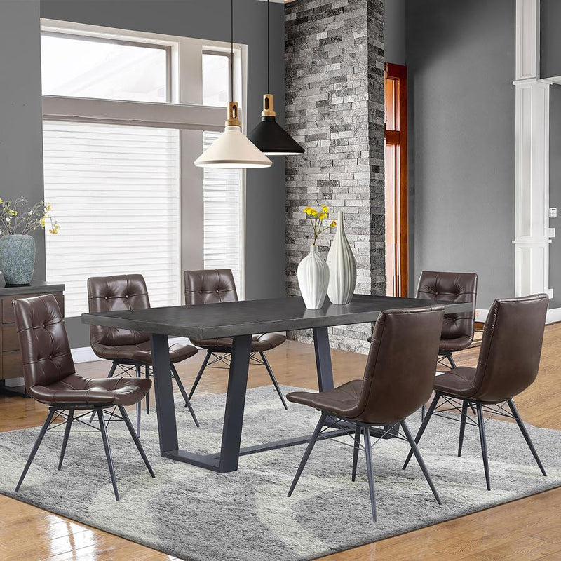 Aiken Faux Leather Upholstered Dining Side Chair Dark Brown (Set of 4)-zoom-
