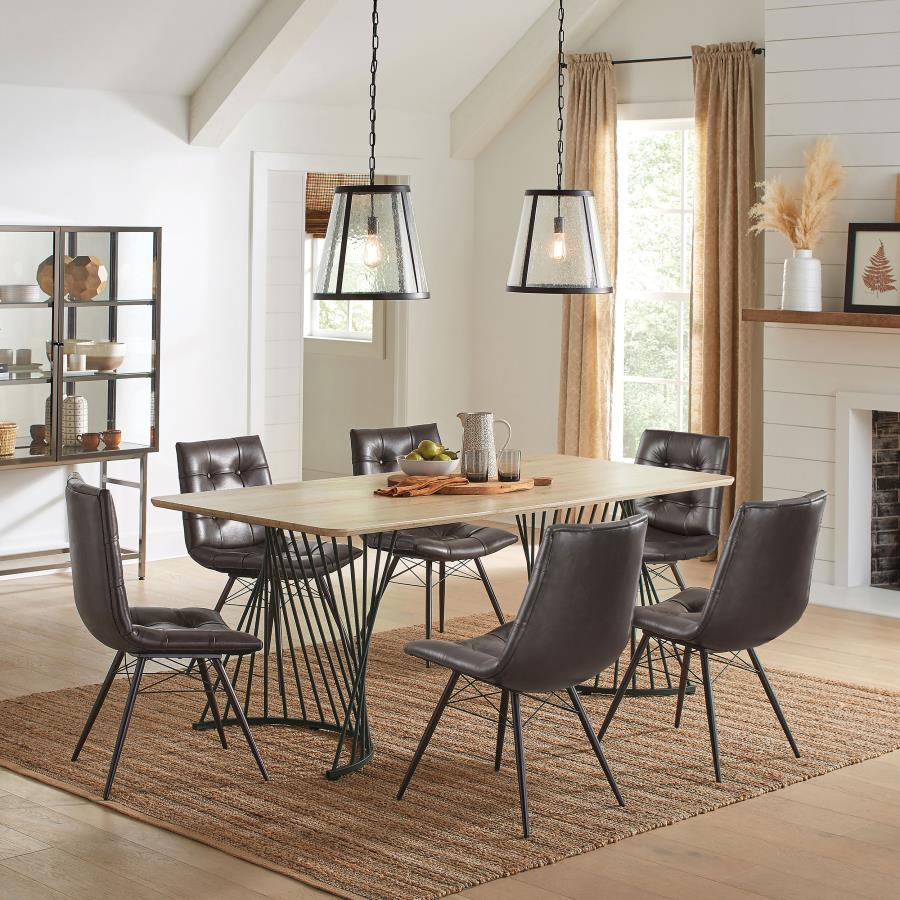 Aiken Faux Leather Upholstered Dining Side Chair Dark Brown (Set of 4)-zoom-13