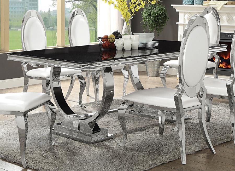 Antoine Rectangular 95-inch Glass Top Dining Table Black-zoom-2