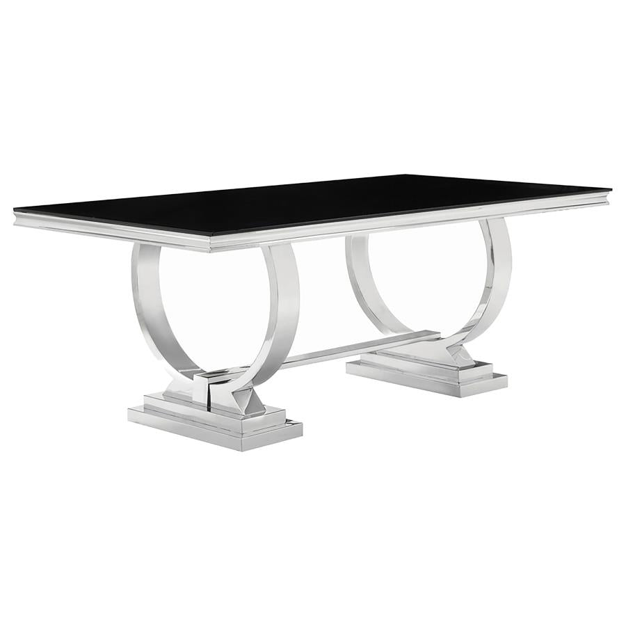Antoine Rectangular 95-inch Glass Top Dining Table Black-1