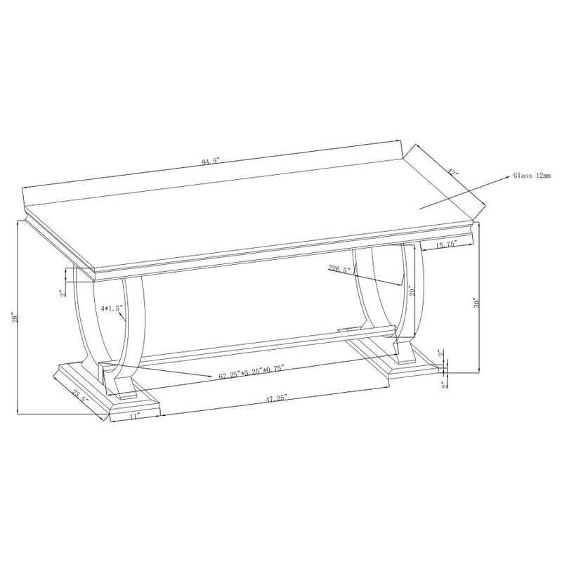 Antoine Rectangular 95-inch Glass Top Dining Table Black-zoom-