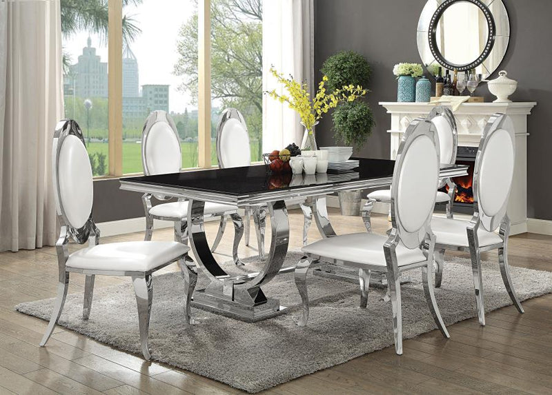 Antoine Rectangular 95-inch Glass Top Dining Table Black-zoom-