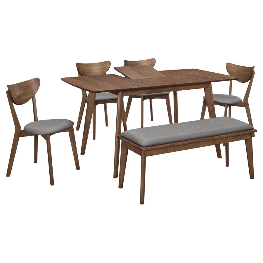 Alfredo 6-piece Butterfly Leaf Dining Set Natural Walnut-zoom-2