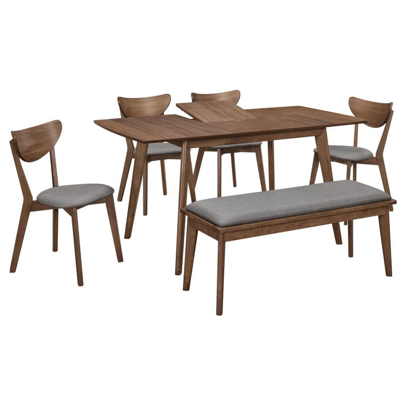 Alfredo 6-piece Butterfly Leaf Dining Set Natural Walnut-zoom-