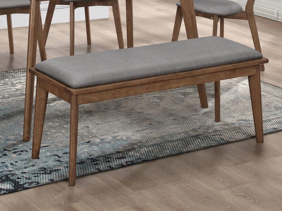 Alfredo Upholstered Dining Bench Grey and Natural Walnut-zoom-2