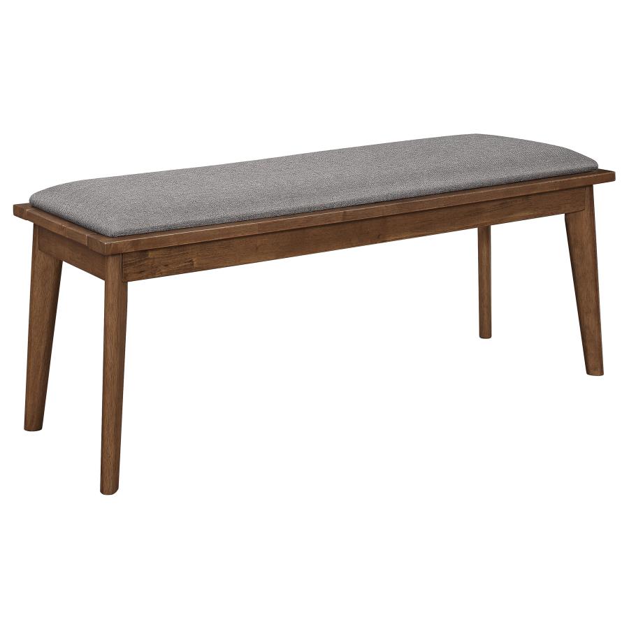 Alfredo Upholstered Dining Bench Grey and Natural Walnut-zoom-1