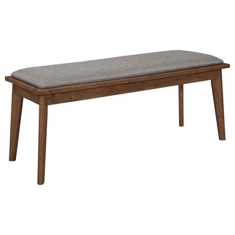Alfredo Upholstered Dining Bench Grey and Natural Walnut-zoom-