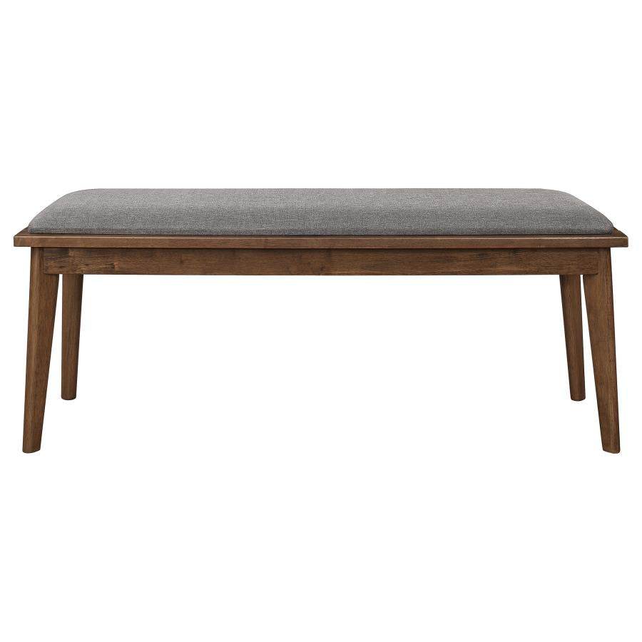 Alfredo Upholstered Dining Bench Grey and Natural Walnut-zoom-3