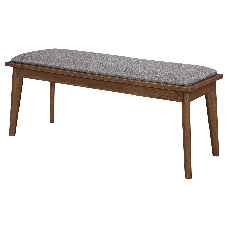 Alfredo Upholstered Dining Bench Grey and Natural Walnut-4