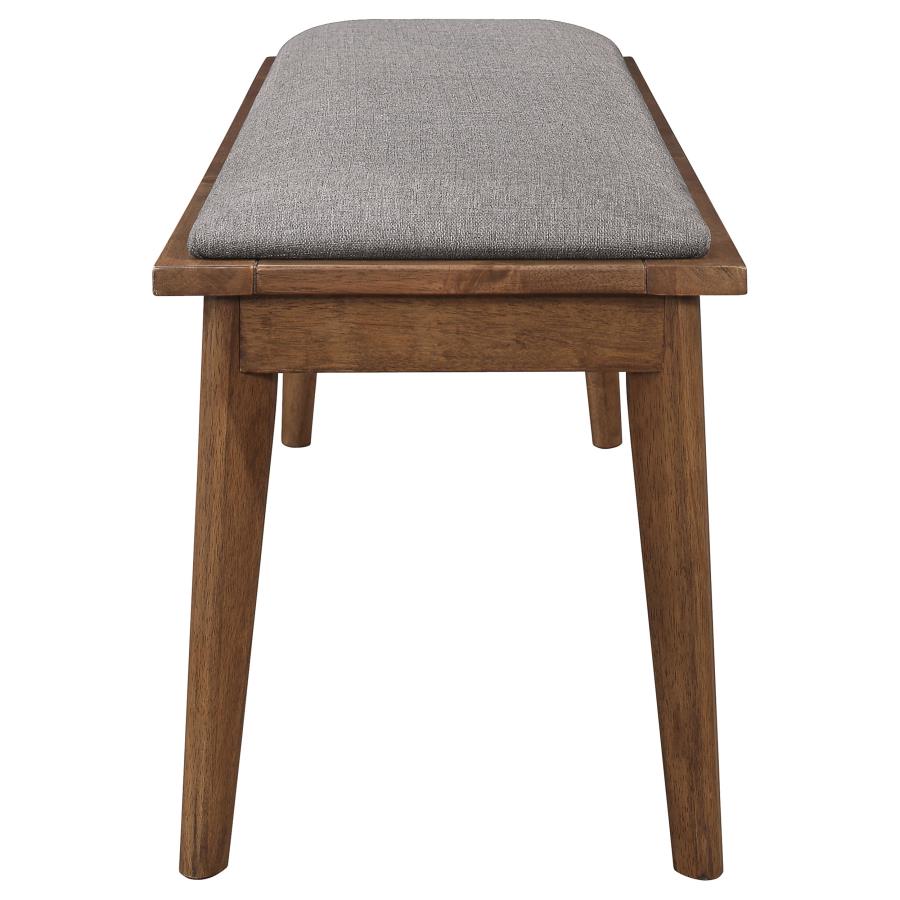 Alfredo Upholstered Dining Bench Grey and Natural Walnut-5
