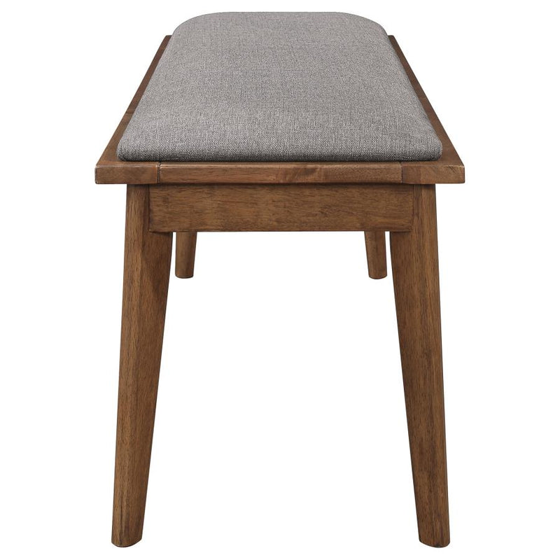 Alfredo Upholstered Dining Bench Grey and Natural Walnut-zoom-