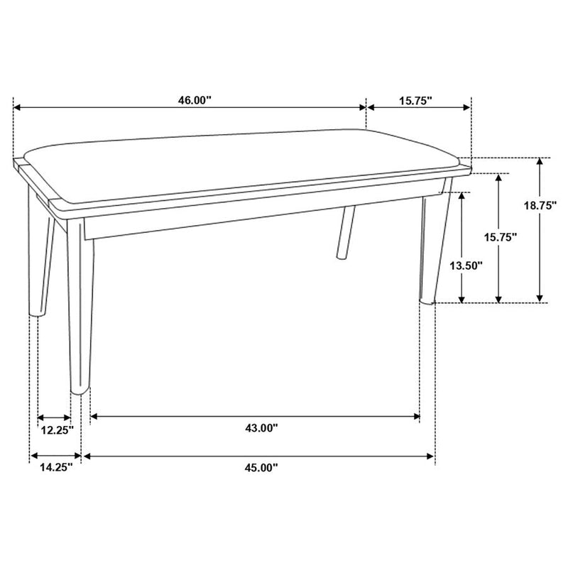 Alfredo Upholstered Dining Bench Grey and Natural Walnut-zoom-