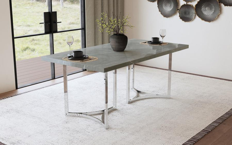 Sterling 72-inch Rectangular Dining Table Grey Faux Marble-zoom-