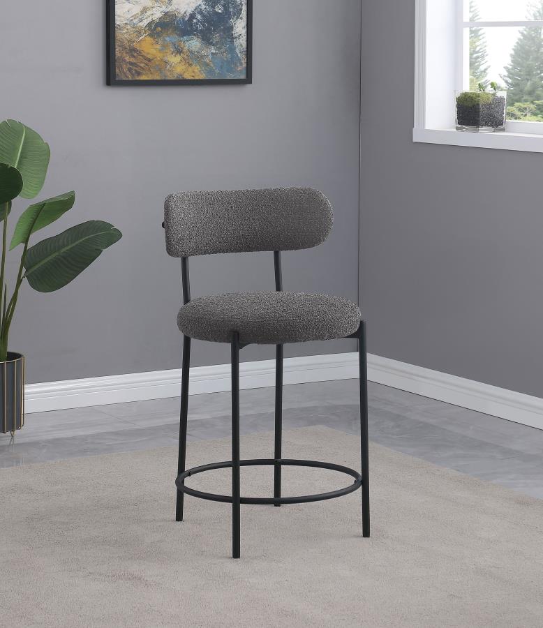 Viola Boucle Upholstered Counter Chair Grey (Set of 2)-2