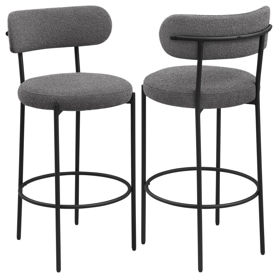 Viola Boucle Upholstered Bar Chair Grey (Set of 2)-1