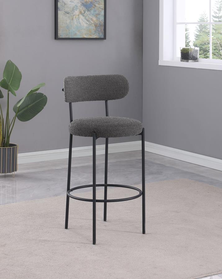 Viola Boucle Upholstered Bar Chair Grey (Set of 2)-zoom-