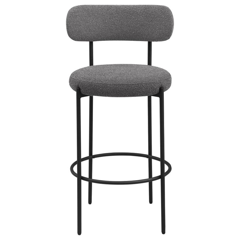 Viola Boucle Upholstered Bar Chair Grey (Set of 2)-zoom-