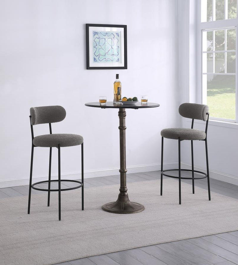 Viola Boucle Upholstered Bar Chair Grey (Set of 2)-zoom-