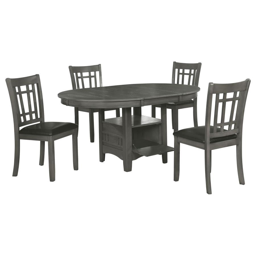 Lavon 5-piece Oval Extension Leaf Dining Set Medium Grey-2