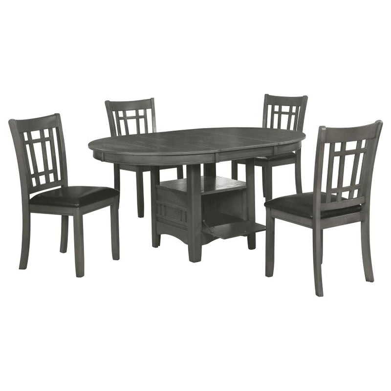 Lavon 5-piece Oval Extension Leaf Dining Set Medium Grey-zoom-