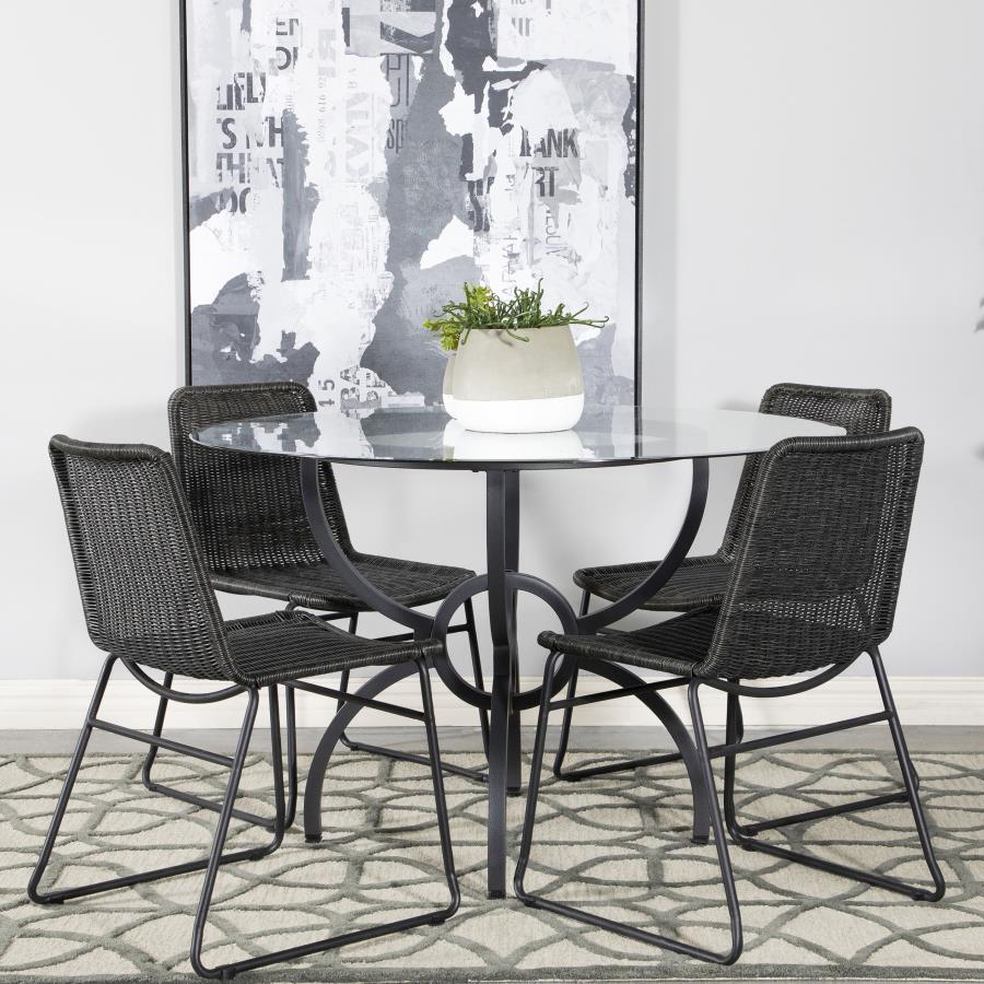 Aviano 5-piece Round Glass Top Dining Table Set Gunmetal-zoom-1
