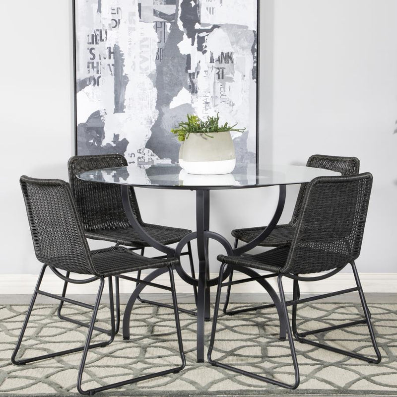 Aviano 5-piece Round Glass Top Dining Table Set Gunmetal-zoom-