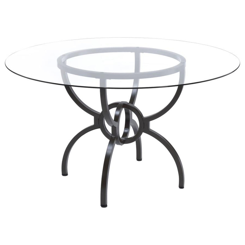 Aviano Round 48-inch Glass Top Metal Dining Table Gunmetal-zoom-